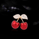 Rhinestone Cherry Brooch for Women