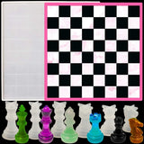 Chess Board Resin Mold Set with 6 Chess Pieces Silicone Molds