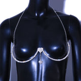 Heart Pendant Body Chain Necklace Rhinestone Beach Bikini Jewelry