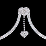 Heart Pendant Body Chain Necklace Rhinestone Beach Bikini Jewelry