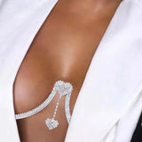 Heart Pendant Body Chain Necklace Rhinestone Beach Bikini Jewelry