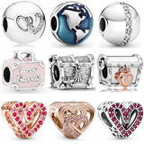 Heart Charm 925 Sterling Silver Beads for Bracelet DIY Jewelry