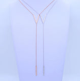 925 Silver Chevron V Charm Lariat Necklace