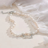 Chiara Pearl Name Anklet in Vermeil Stainless Steel Alphabet Letter Anklets