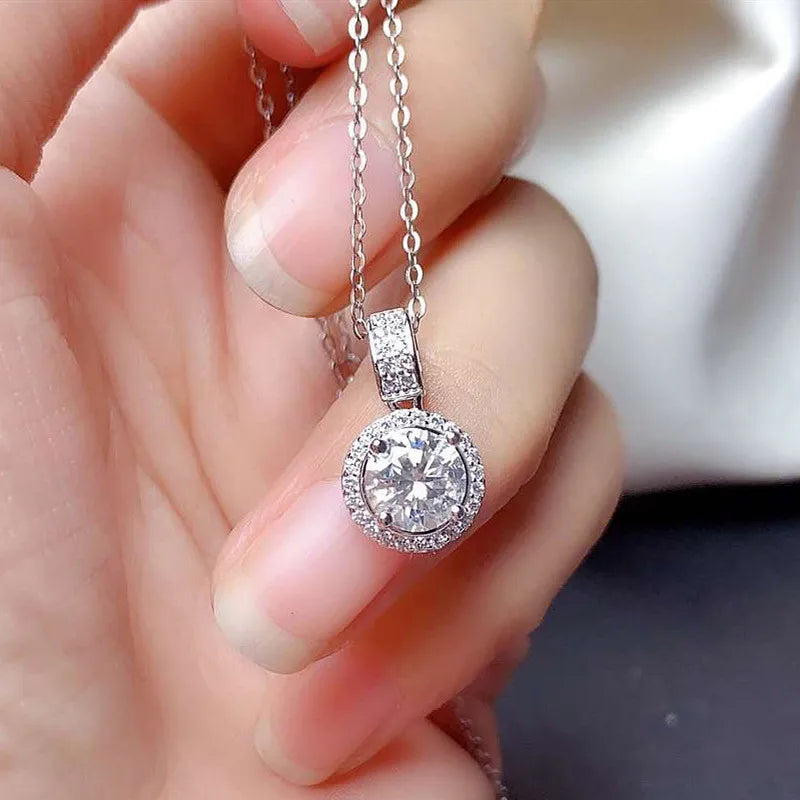 2 Carats Zircon Diamond Gemstones Pendant Necklace Women's Jewelry Gift