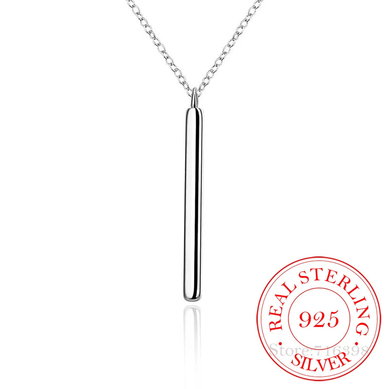 925 Silver Bar Pendant Chocker Statement Necklaces Punk Style Jewelry For Women