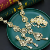 Algeira Bride Jewelry Sets Crystal Choker Necklace Drop Earring Caftan Brooch