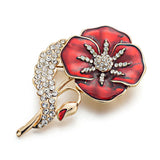 Red Flower Brooch Pin Wedding Bridal Z023