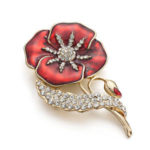 Red Flower Brooch Pin Wedding Bridal Z023