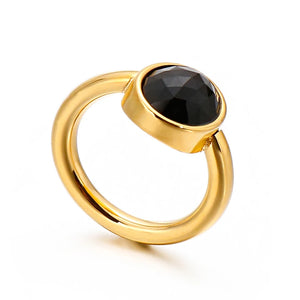 Bohemia Multi-Color Crystal Glass Stainless Steel Charm Round Women Rings