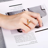 Bohemia Multi-Color Crystal Glass Stainless Steel Charm Round Women Rings