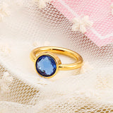 Bohemia Multi-Color Crystal Glass Stainless Steel Charm Round Women Rings