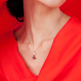 Butterfly Red Green Crystal Zircon Diamonds Pendant Necklace 18k Rose Choker