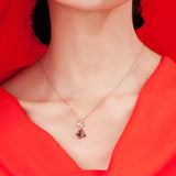 Butterfly Red Green Crystal Zircon Diamonds Pendant Necklace 18k Rose Choker
