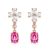 Pink Crystal Zircon Drop Earrings for Women Rose Fine Jewelry