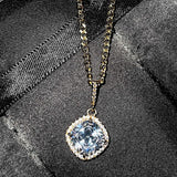 Princess Crystal Zircon Diamonds Pendant Necklaces 18k Jewelry