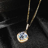 Princess Crystal Zircon Diamonds Pendant Necklaces 18k Jewelry