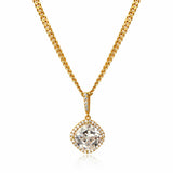 Princess Crystal Zircon Diamonds Pendant Necklaces 18k Jewelry