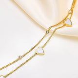 Stainless Steel Double Chain Heart Bracelet with CZ Stone Charm