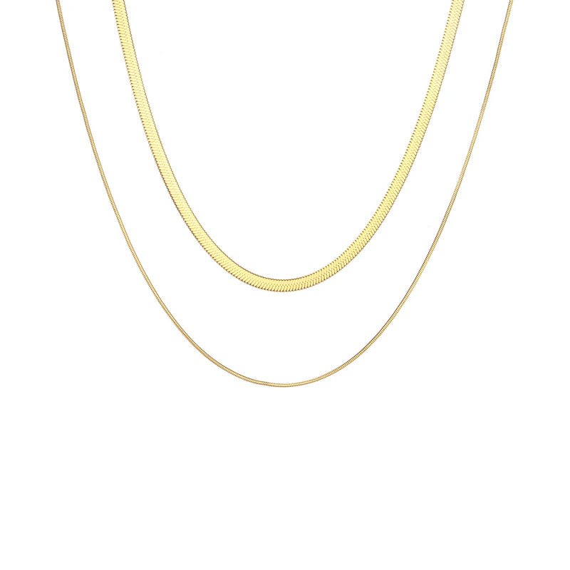Double Layered PVD 18K Plated Necklaces for Women Stainless Steel Chokers