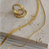 Double Layered PVD 18K Plated Necklaces for Women Stainless Steel Chokers