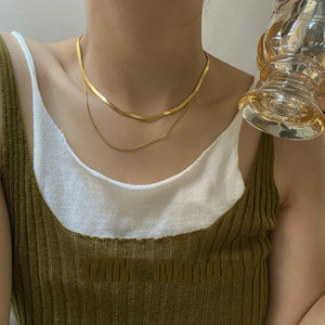 Double Layered PVD 18K Plated Necklaces for Women Stainless Steel Chokers