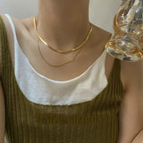 Double Layered PVD 18K Plated Necklaces for Women Stainless Steel Chokers