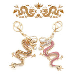 Dragon Key Chain Holder Simulated Pearl Crystal Keychain