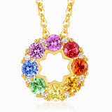 Multicolor Crystal Flower Zircon Diamonds Pendant Necklace 18k Choker