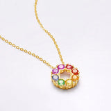 Multicolor Crystal Flower Zircon Diamonds Pendant Necklace 18k Choker
