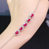 Red Austrian Crystal Chain Bracelets for Women Ruby Emerald Gemstones