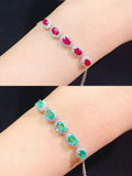 Red Austrian Crystal Chain Bracelets for Women Ruby Emerald Gemstones