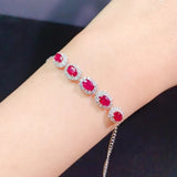 Red Austrian Crystal Chain Bracelets for Women Ruby Emerald Gemstones