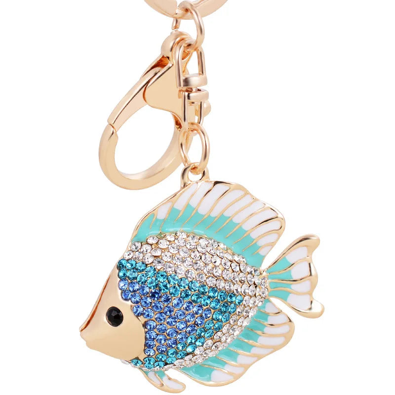 Crystal Goldfish Keychain Ring Holder for Car K267