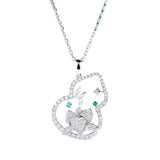 Gourd Carving Bling Pendant Necklace with Zircon Diamonds Gemstones