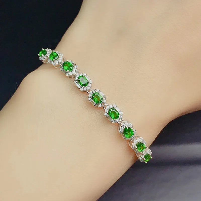 Emerald Diamond Bracelets Silver Jewelry for Women