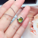 925 Silver Peridot Gemstone Pendant Women Necklace Fine Jewelry
