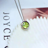 925 Silver Peridot Gemstone Pendant Women Necklace Fine Jewelry