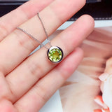 925 Silver Peridot Gemstone Pendant Women Necklace Fine Jewelry