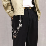Hip Hop Punk Butterfly Biker Jeans Link Pants Keychain Women Belt Key Chain