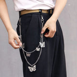 Hip Hop Punk Butterfly Biker Jeans Link Pants Keychain Women Belt Key Chain