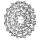 Hollow Wings Pearl Brooch Round Shape Rhinestone Silver Crystal Jewelry