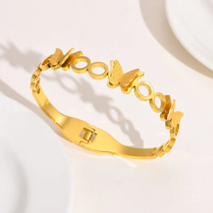 Butterfly Charm Bracelet for Women, Stainless Steel Cuff Bangle Gift