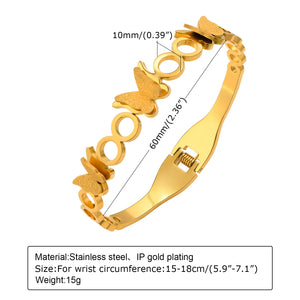 Butterfly Charm Bracelet for Women, Stainless Steel Cuff Bangle Gift
