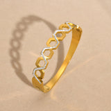 Stainless Steel Hollow Rhinestones Cuff Bracelet for Women