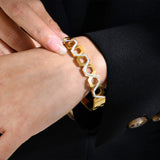 Stainless Steel Hollow Rhinestones Cuff Bracelet for Women