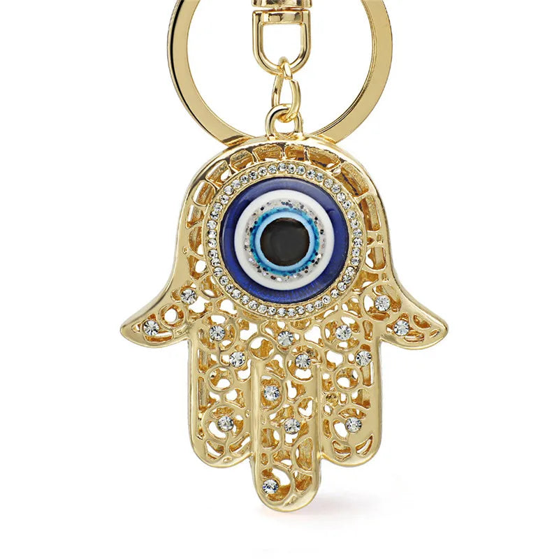 Hamsa Fatima Hand Eyes Keychain Charm Amulet Purse Bag Pendant K236