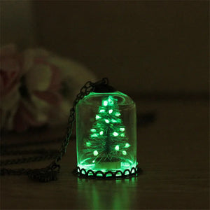 Christmas Tree Seat Glass Bottle Pendant Necklace Glow in the Dark