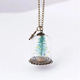 Christmas Tree Seat Glass Bottle Pendant Necklace Glow in the Dark