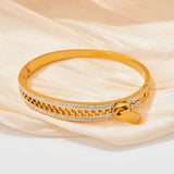 Crystal Zipper Bracelet Stainless Steel Bangle for Women